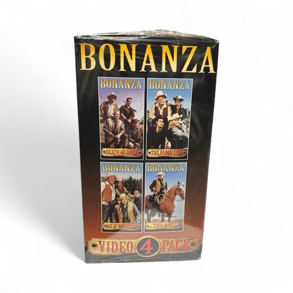 BONANZA Video 4 Pack VHS Sealed Western The Ape Death At Dawn The Blood Line - Picture 2 of 5